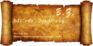 Báró Zakária névjegykártya