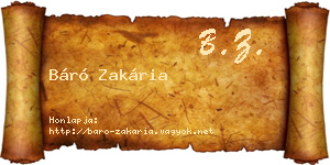 Báró Zakária névjegykártya